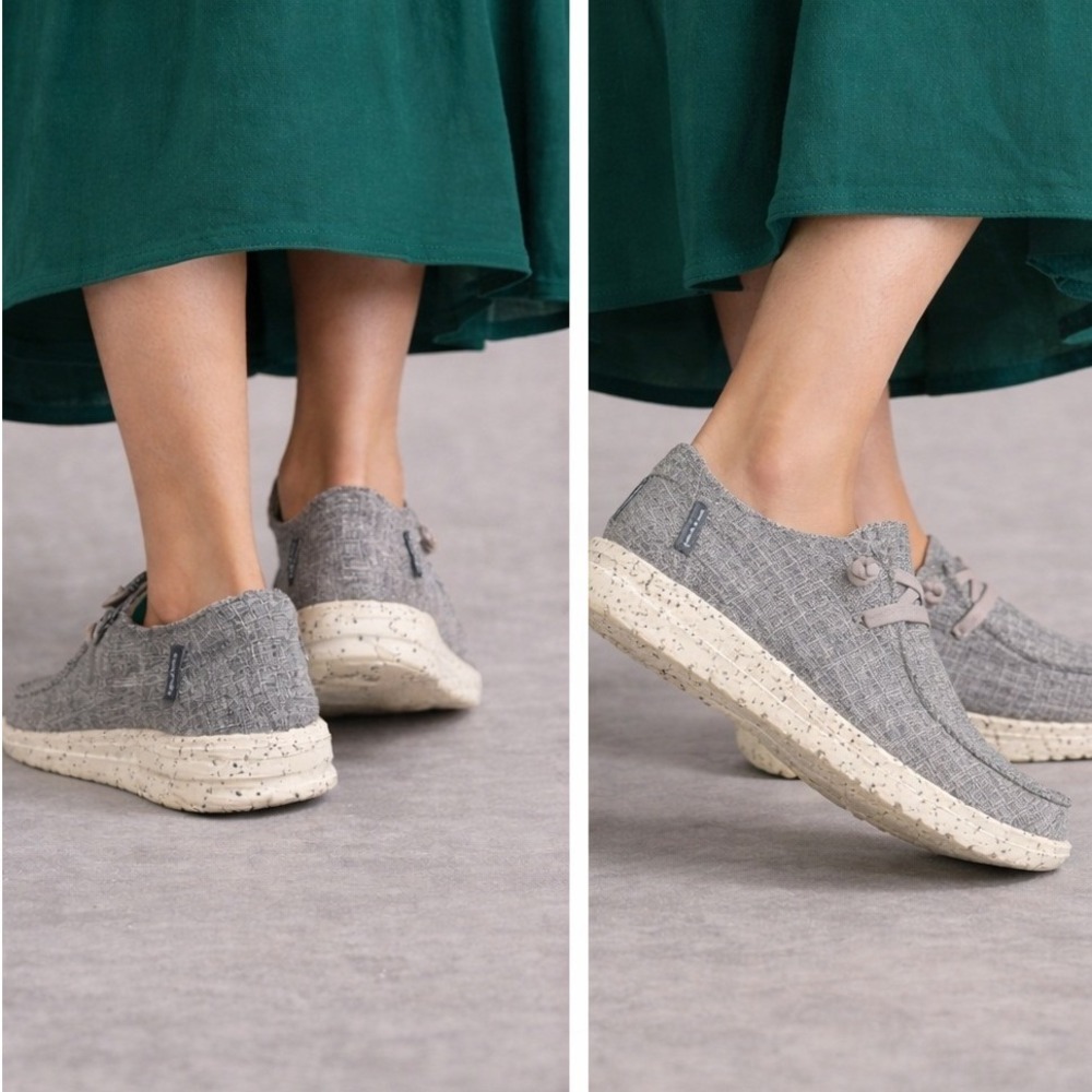 Hey Dude Wendy L Linen Shoes Womens 6 Iron Grey Slip On Loafer Comfort Casual